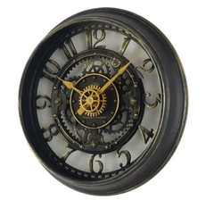 Indoor Round 11.5″ Oil Rubbed Bronze Cutout Gear Industrial Analog Wall Clock