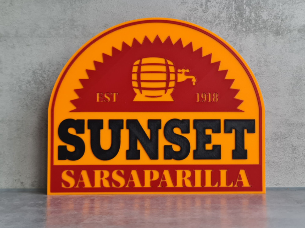 Sunset Sarsaparilla Fallout Logo / Sign 3D Printed Wall Decor