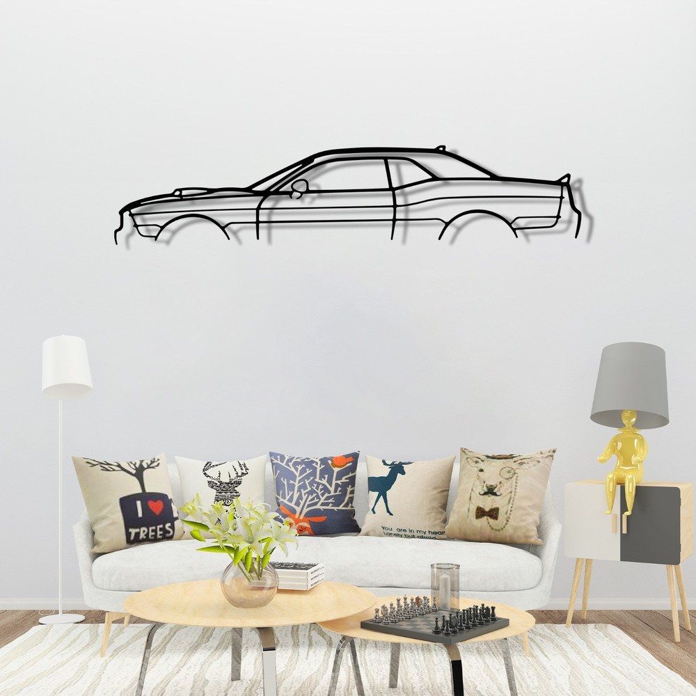 Challenger Scatpack Classic Silhouette Metal Wall Art, Metal Car Wall Art