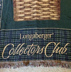 Longaberger Collectors Club 1999 100% Cotton Woven Basket Throw Fringe 60×49
