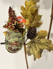 Artificial Pumpkin Maple Leaves Branches 7 Pc Fall Decor Autumn Fake Faux NWT
