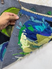 Vintage Beautiful Hand Woven European Signed KIA Wool Weaving Tapestry Kilim