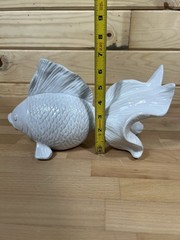 Off White Glazed Statue Table Decor Koi White Ceramic Fish
