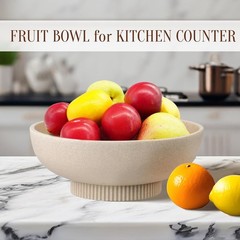 Deobath Beige Artificial Stone Large Resin Decor Bowl