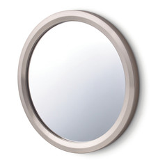 Command Bath Mirror: 6.82 in. diameter (Satin Nickel)