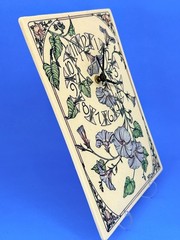 Santa Barbara Ceramic Design Vintage Floral Ceramic Rectangular Wall Clock 1988