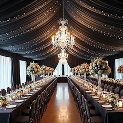 50ft×40ft Black Ceiling Drapes for Weddings Parties,10 Panels 5×40ft L