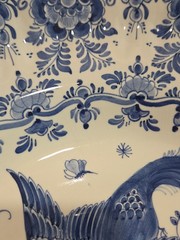 Delfts Blauw RAM Huge 21 Inch Charger Bird Of Paradise Butterfly Scalloped Rim