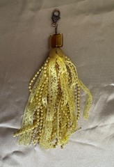 Bead & Lace TASSEL *handmade* YELLOW, 9 in long, with lobster clasp