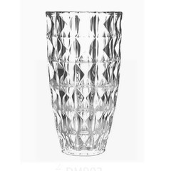 10.5 In. Tall round Crystal Glass Diamond Cut Flower Vase for Home Decor, Clear