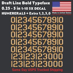 1-10 5x+ DRAFTLINE Outdoor Vinyl Decal Numbers for Mailbox Door Address Lockers