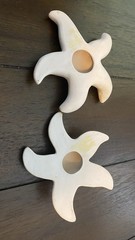 Set of 2 Beige & Purple Ceramic Starfish Wall Plaques 6”