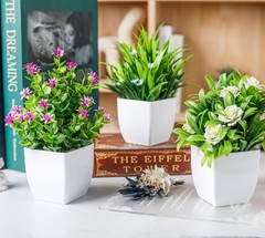 4 Pack Small Artificial Flowers Plants for Centerpieces Home Office Bathroom