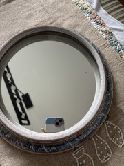 Mirror With Pottery Frame 12” Diameter Mirror Section Is 9” Diameter