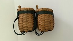 Two Mini Adirondack Backpack Baskets Wall-Mounted Wicker Organizer Home Decor