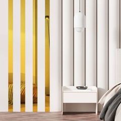 30 Pcs Striped Mirror Stickers, 0.78» x 11.8» Mirror Wall Stickers, Gold