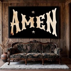 Amen Print, Christian Home Decor, Black White Amen Poster, Religious Prayer