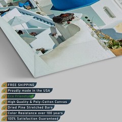 Santorini Wall Art Painting Contemporary Framed Artwork Amazing View Of Greece