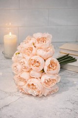 20 Artificial Blush Peonies Faux Flowers 14–15in Realistic Wedding Decor New