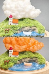3D Printed Color Changing Cloud Miniature Under Dome UV Reactive Desk Decor