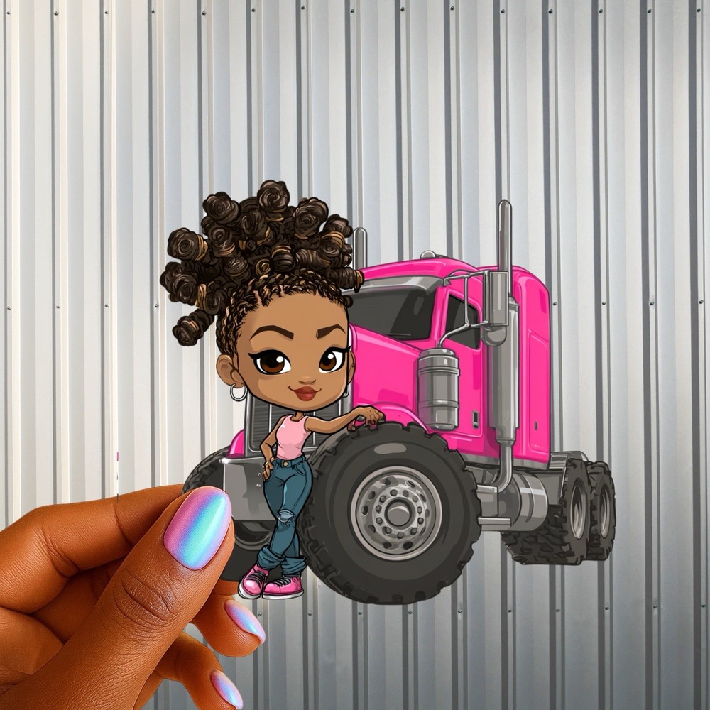 Female Truck Driver Sticker 3” UV DTF Women Trucking Blue Collar Decal