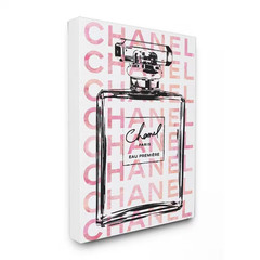 16 In. X 20 In. «Glam Perfume Bottle with Words Pink Black» by Amanda Greenwood