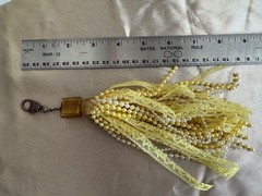 Bead & Lace TASSEL *handmade* YELLOW, 9 in long, with lobster clasp