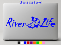 RIVER LIFE Fishing Cat Fish Vinyl Decal Wall Truck Sticker CHOOSE SIZE COLOR