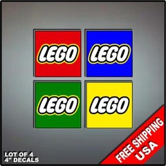 4″ LEGO Stickers Decal Lot 4 colors Art Vinyl Wall Sticker Kids Puzzle Blocks