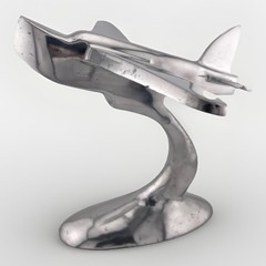 Single Plane Desktop Table Model Airplane Silver Chrome Figurine Aviation