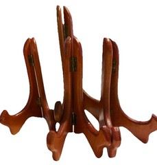 Lot of 4 Vintage Wood Foldable Display Easels Plate Stands – 3 5.5” 1 7.5”
