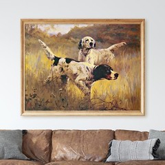 English Setters In The Field Victorian Hunting Dogs Wall Art Poster Print