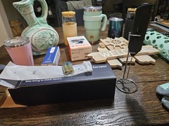 Mixed Home Goods Lot Webcam Cups Vase Frothers Socks Glass Glasses & More