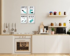 Teal Kitchen Quotes Wall Art – Set of 4 Vintage Inspirational Canvas Poster P…