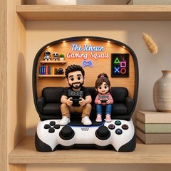 Personalized Dad And Kids Gaming Wooden Block Father’s Day Gift Gamer Decor