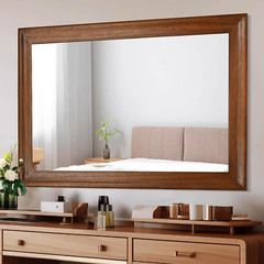 Rustic 30×40 Inch Walnut Brown Bathroom Mirror – Farmhouse Wall Decor
