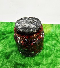 Valentinas Resin Stash Jar with Lid – Red, Black & Gold Glitter Celestial Decor
