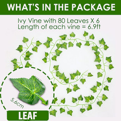 Artificial Ivy Garlands – 6Pack X 83 Inch Length – Realistic Fake Vines for Room