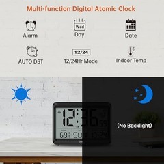 Atomic Digital Wall Clock Battery Operated, Self-Setting, Large Display Medium