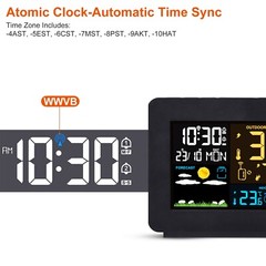 Atomic Projection Alarm Clock Projector Radio-controlled Time Snooze Weather