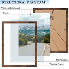 Deep Brown 9×12 Wood Picture Frame for Wall or Tabletop, Horizontal/Vertical