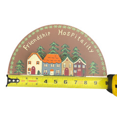 Vintage Friendship Hospitality Wooden Wall Plaque Folk Art Cottage Village Sign