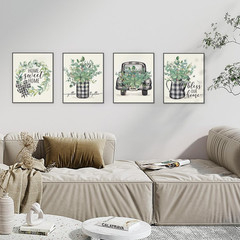 Spring Decor Wall Art Prints,Eucalyptus Leaves Sweet Home Buffalo Plaid Truck Ho