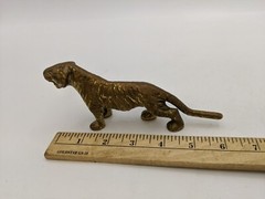 Solid Brass Striped Tiger Animal Statue Figurine Feng Shui 6-1/2″ Length