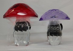 Vidali Collection Glass Crystal Cut Art Deco Mushrooms Lot of 2