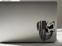 American Flag Skull Vinyl Decal Sticker Car Truck Window Bumper Patriotic USA