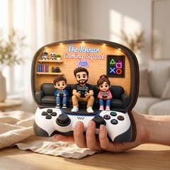 Personalized Dad And Kids Gaming Wooden Block Father’s Day Gift Gamer Decor