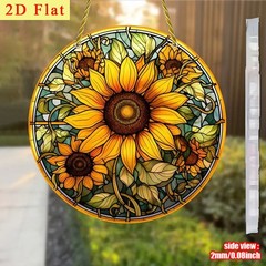 2D flat sunflowers hanging window, acrylic circular sky pendant, wall decor