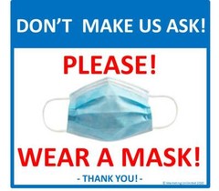 [Set of Two] WEAR A FACE MASK SIGN (5×5″) PLACARD FOR STORE WINDOW – DOOR- WALL