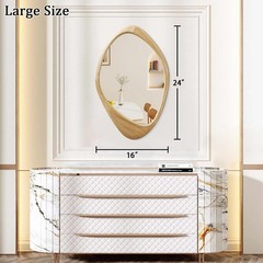 Large Wall Mirror with Irregular Wood Framed 24″x16″ Decorative Asymmetrical …
